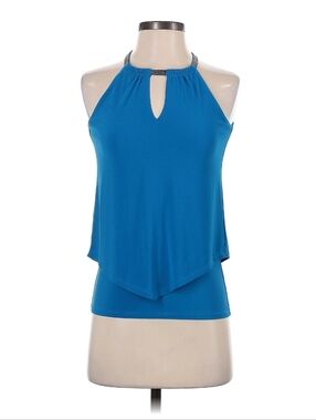 WHBM Teal Halter Keyhole Blouse